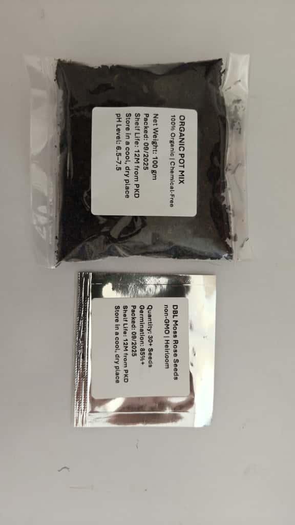 Double Moss Rose seeds + 100 grams Organic potmix Free