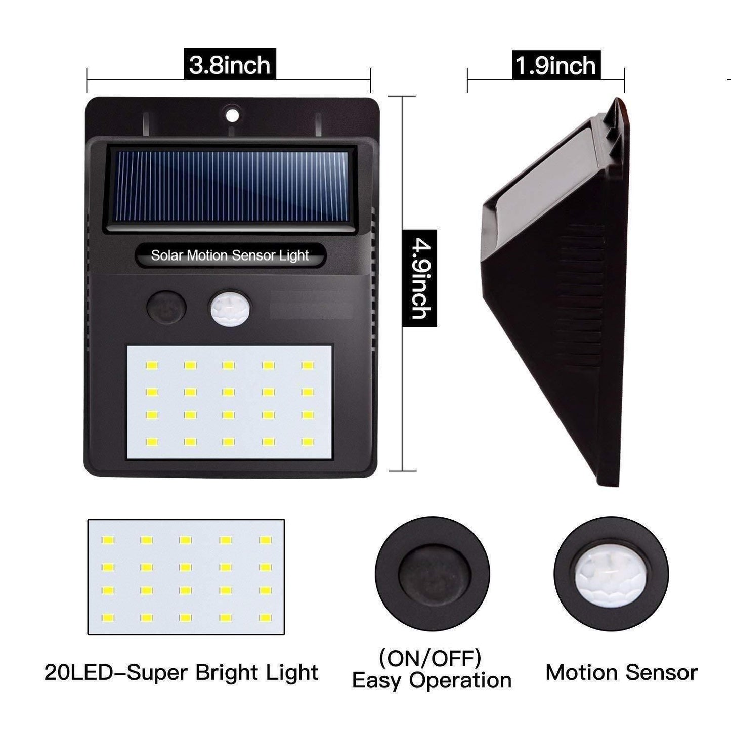 Solar Motion Sensor Security Light – 20 LED Outdoor Waterproof Wall Light