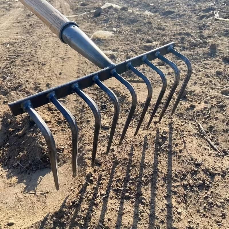 Heavy-Duty Nine Tine Garden Hoe / Rake for Soil Leveling & Gardening (Pack of 1)